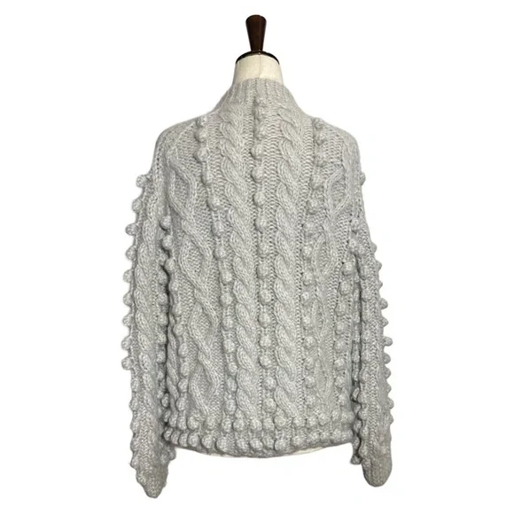 Dôen • Pomme Pom Pom Cardigan Sweater Moonstone Light Grey XS/S - Picture 4 of 10